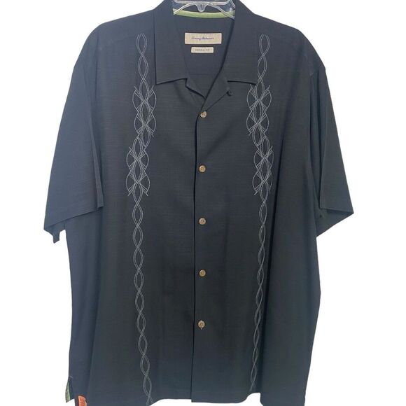 Tommy Bahama XL Hawaiian shirt short sleeve button up black - Picture 1 of 4